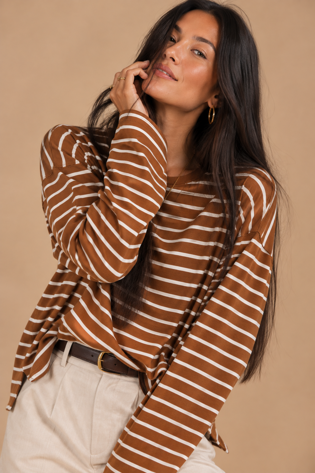 Riley Relaxed Stripe Drop Shoulder Mariner Top