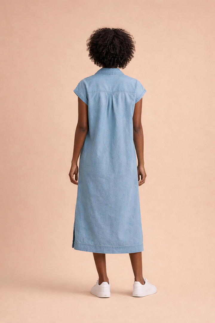 Sylvia Collared Denim Midi Dress