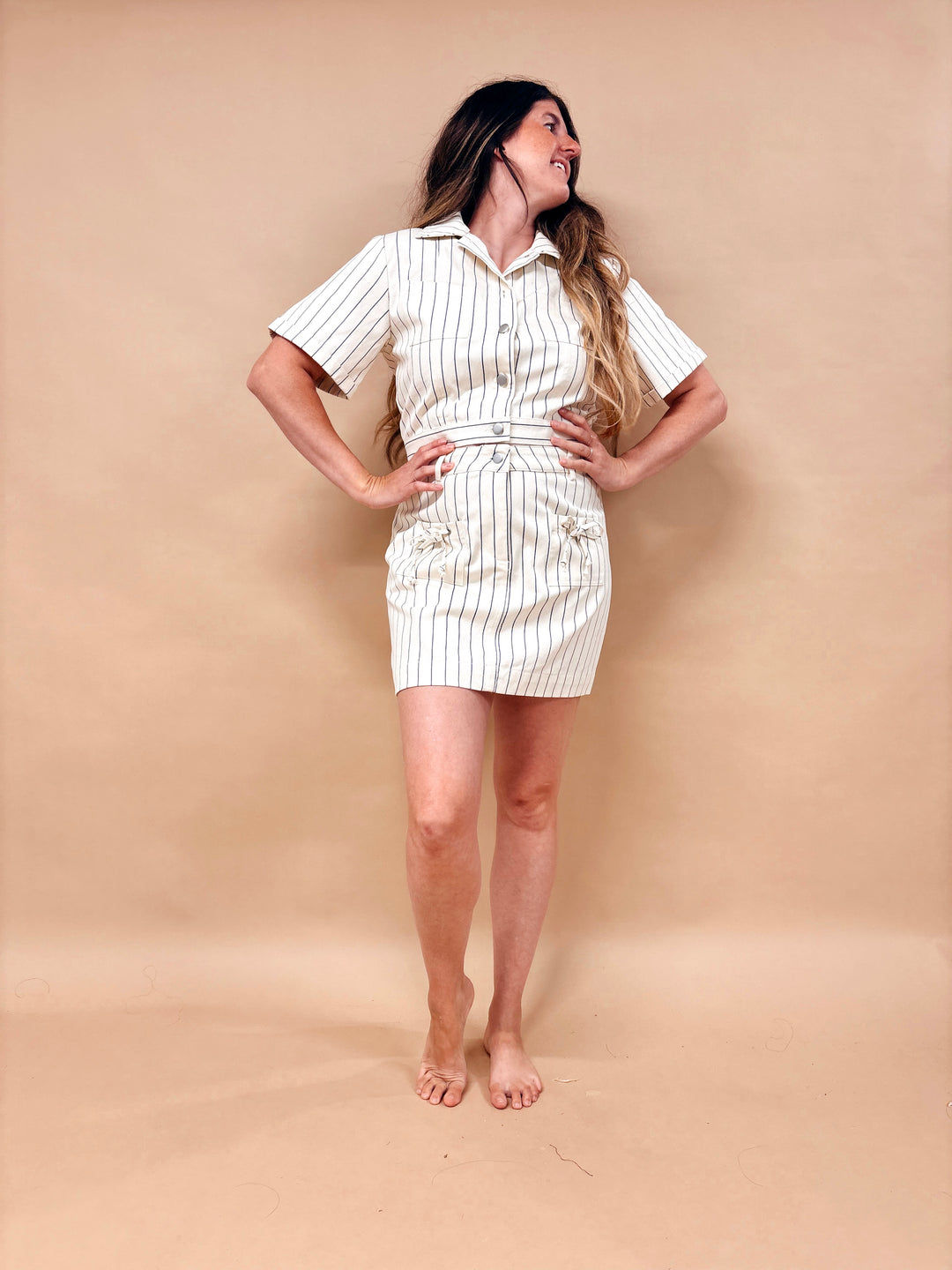 Evann Striped Denim Skirt