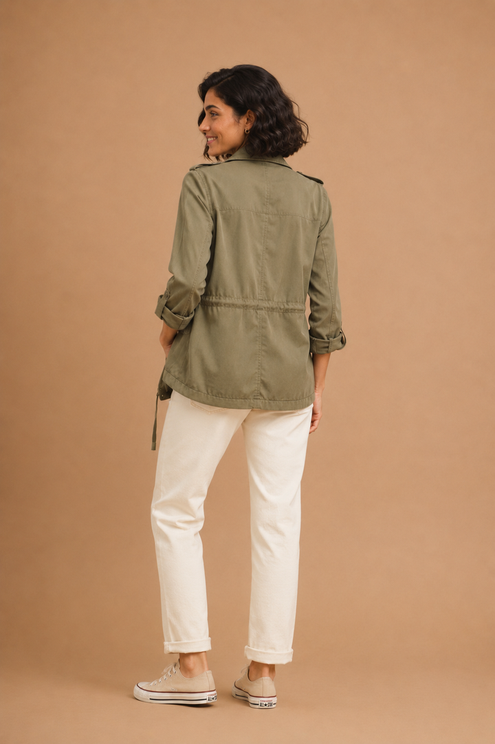 Maeve Cinched Waist Safari Cargo Utility Jacket