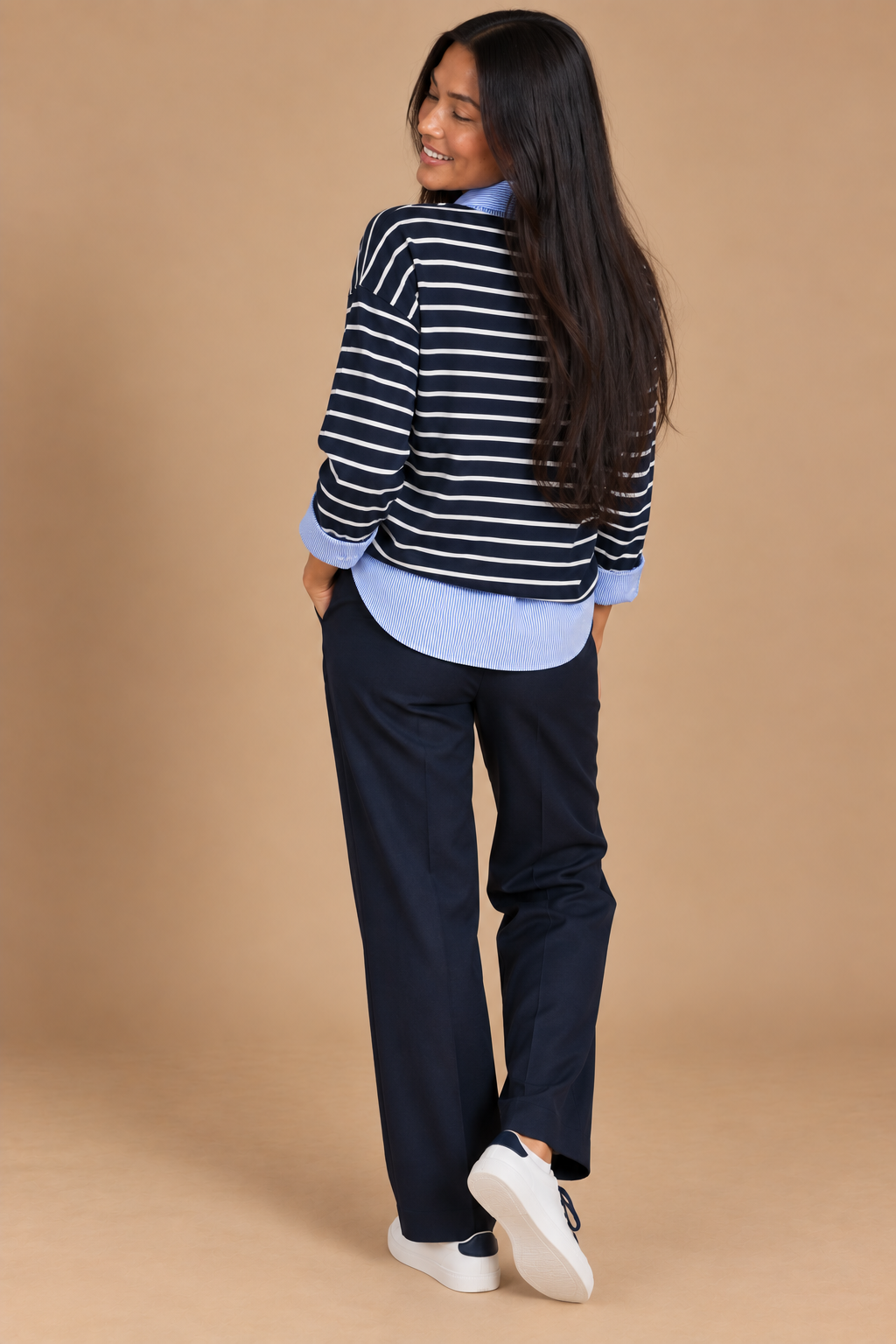 Riley Relaxed Stripe Drop Shoulder Mariner Top
