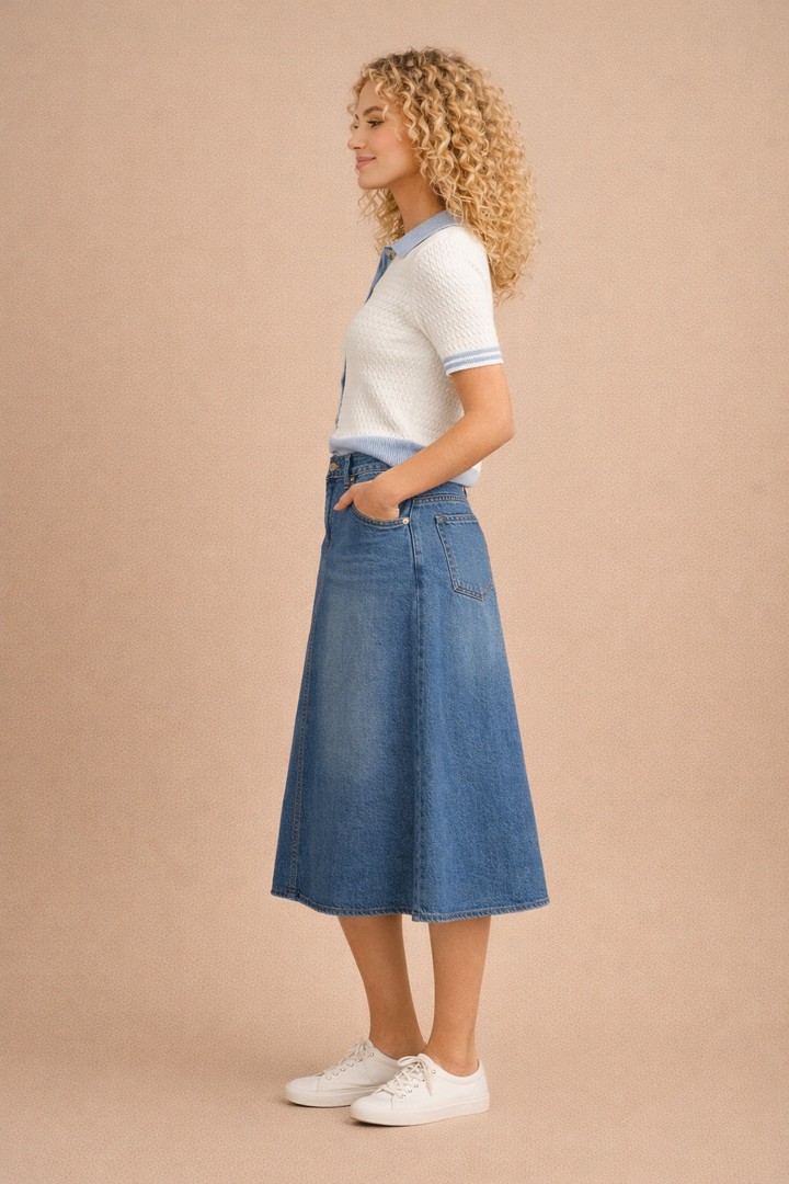 Quinn Button Down Collared Short Sleeve Knit Top
