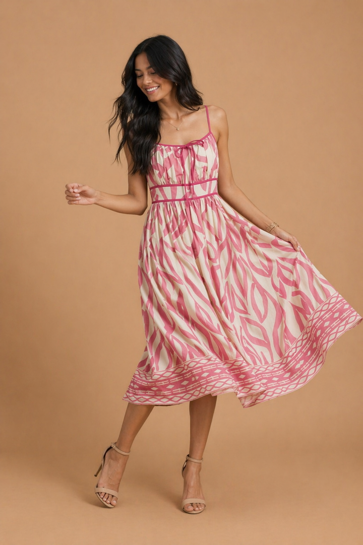 Mila Print Smocked Midi Dress