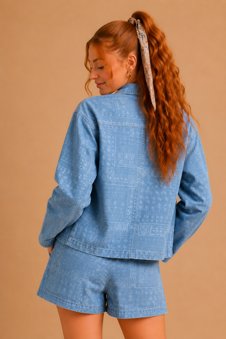 Janice Paisley Print Denim Jacket