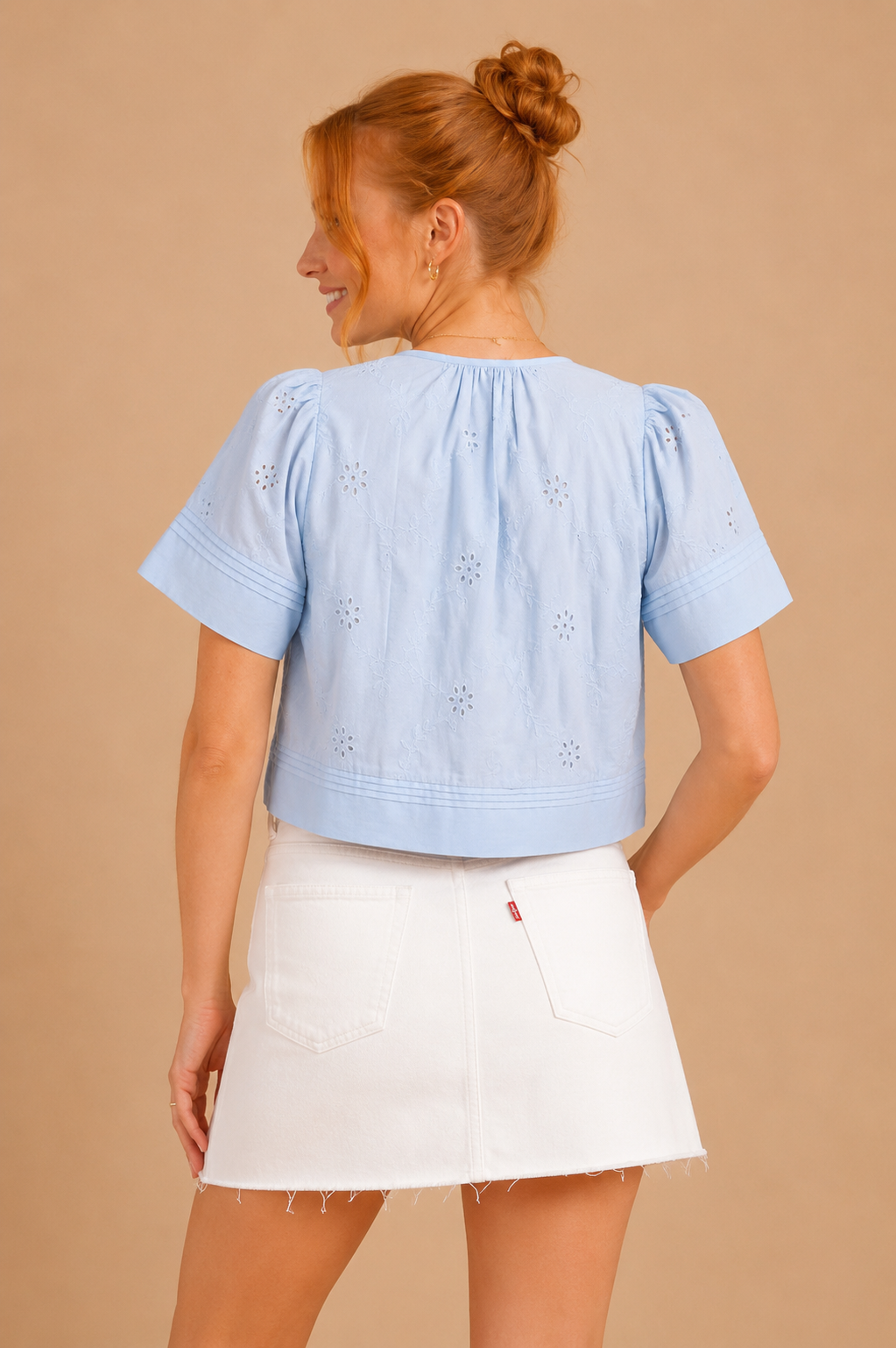 Elaine Flutter Sleeve Crop Top