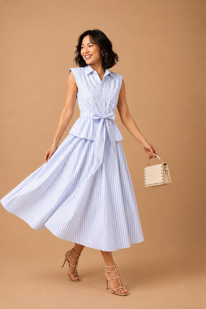 Ruby Sleeveless Striped Midi Shirtdress