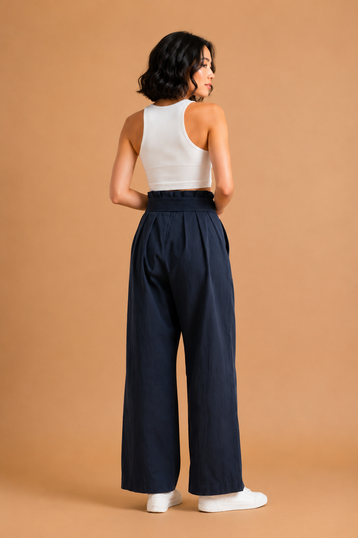 Rosalie Paper Bag Waist Belted Wide Leg Pants