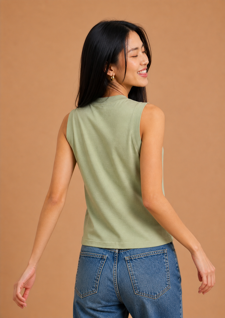 Celine Garment Dye Cotton Blend Tank Top
