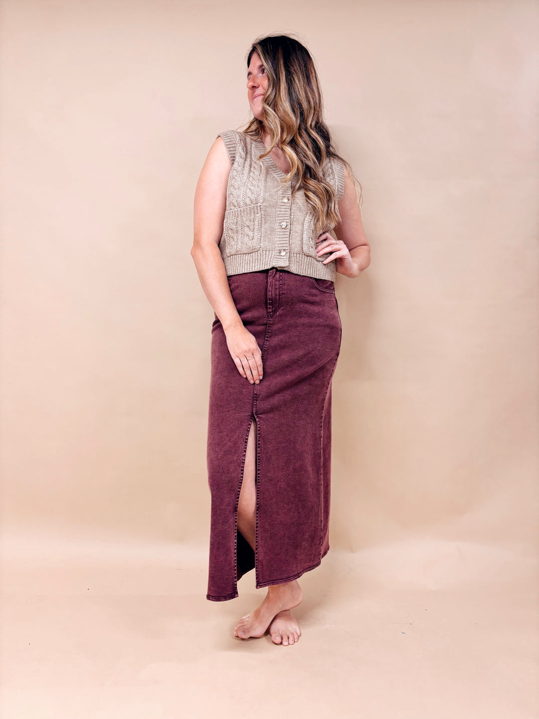 Lauren Cable Knit Button Down Sweater Vest