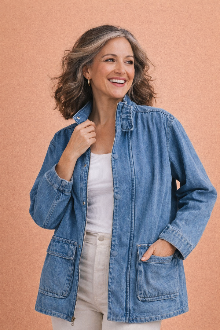 Sam Stand Collar Relaxed Denim Jacket