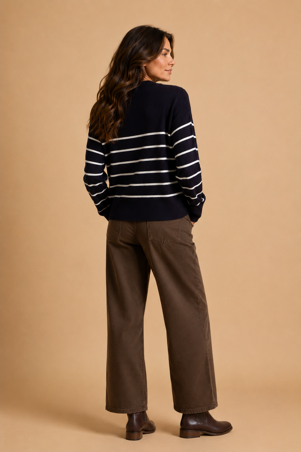 Maeve Striped Half Button Up Sweater Top