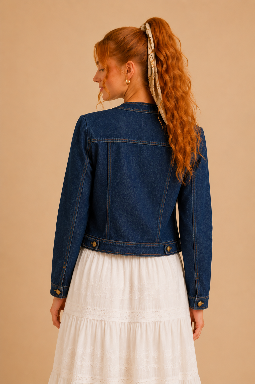 Sadie Puff Shoulder Dark Wash Denim Jacket