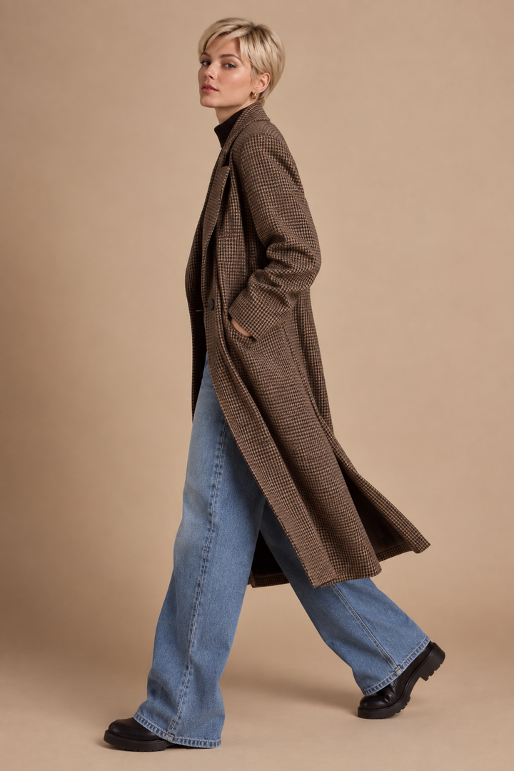 Wren Houndstooth Overcoat