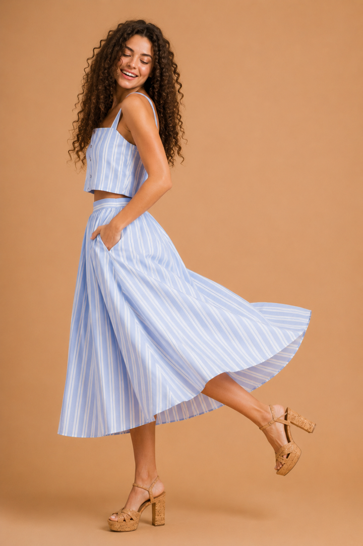 Annalise Striped Midi Skirt