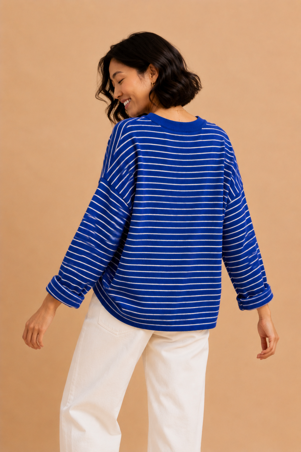 Valeria Long Sleeve Striped Crew Neck Sweater