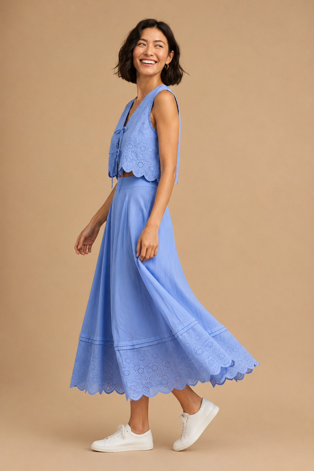 Eloise Eyelet Embroidered Midi Skirt