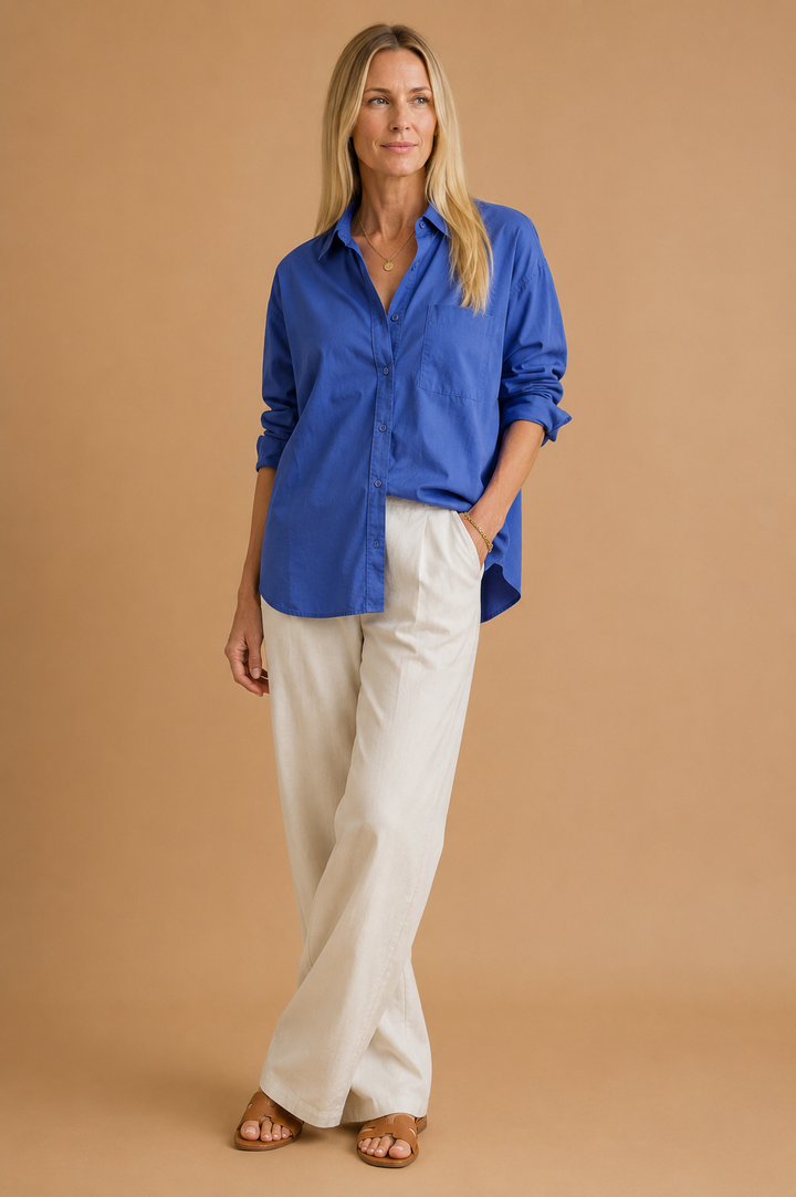 Juliette Oversized Crisp Cotton Button Down Shirt