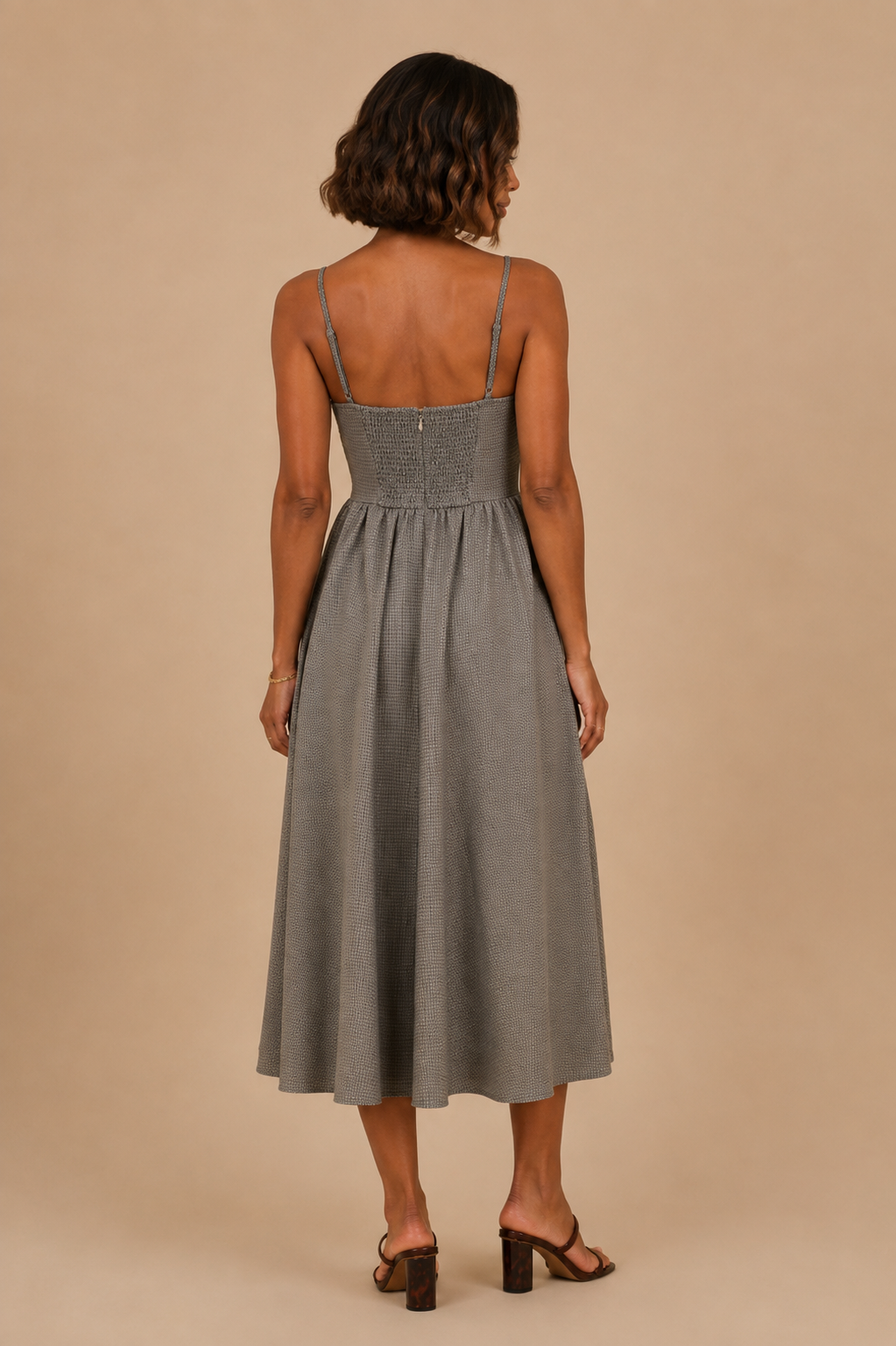 Arielle Houndstooth Plaid Midi Dress
