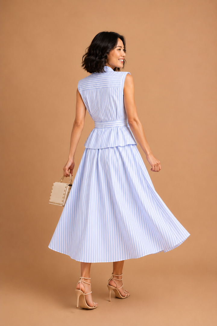 Ruby Sleeveless Striped Midi Shirtdress