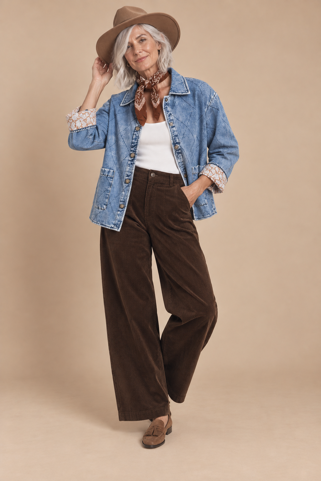 Charis Contrast Lining Quilted Denim Jacket