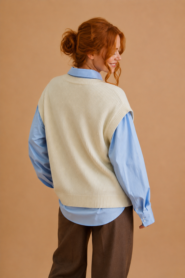 Emmeline Twofer Sweater Vest Shirt