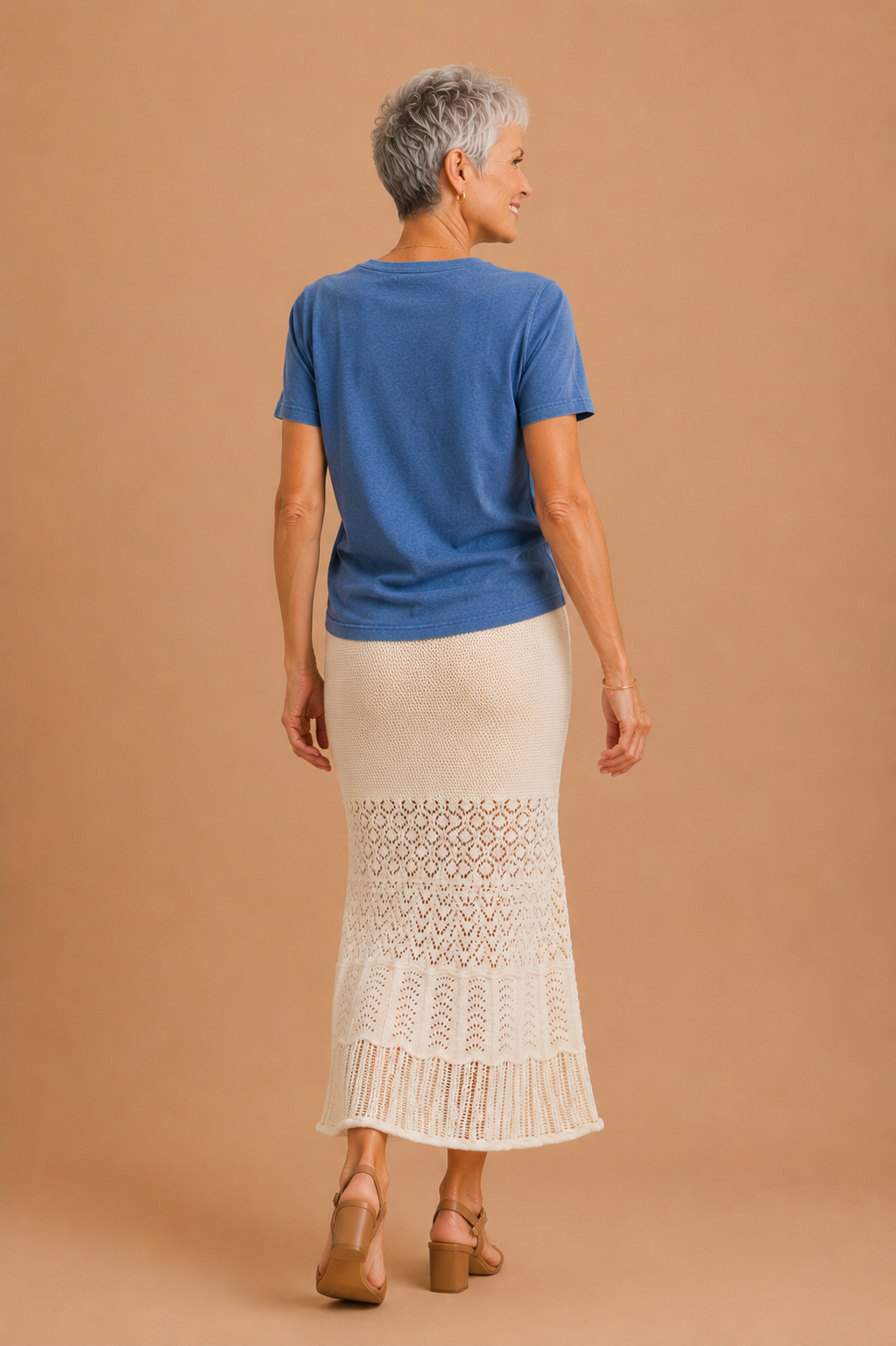Camille Pointelle Crotchet Knit Midi Skirt