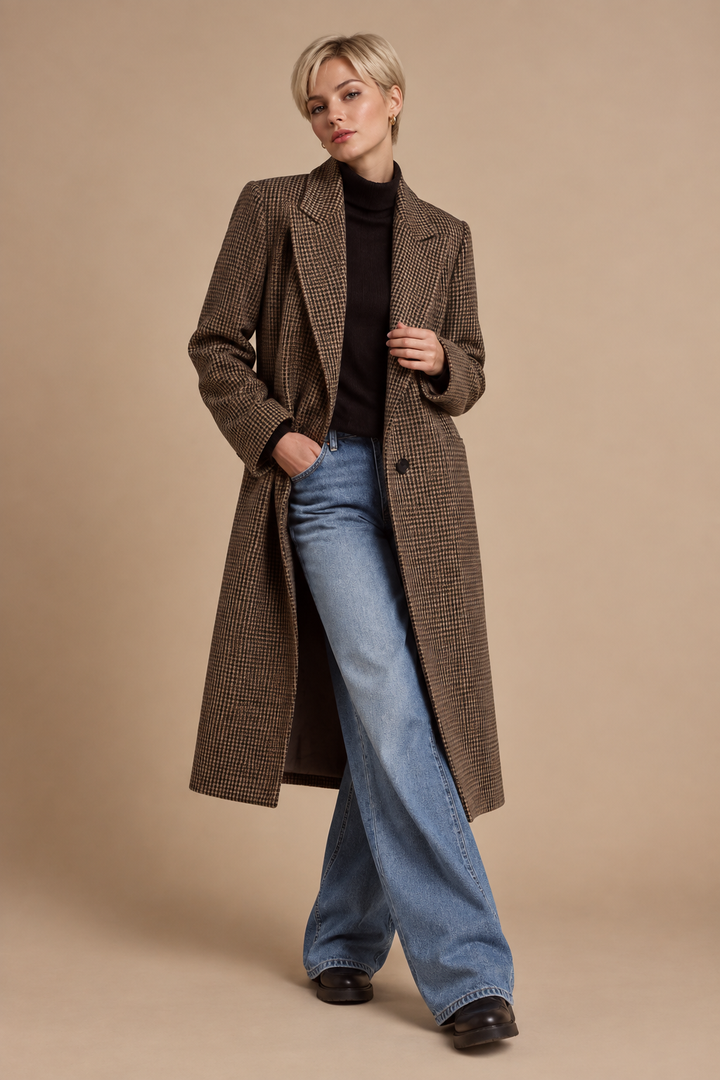 Wren Houndstooth Overcoat