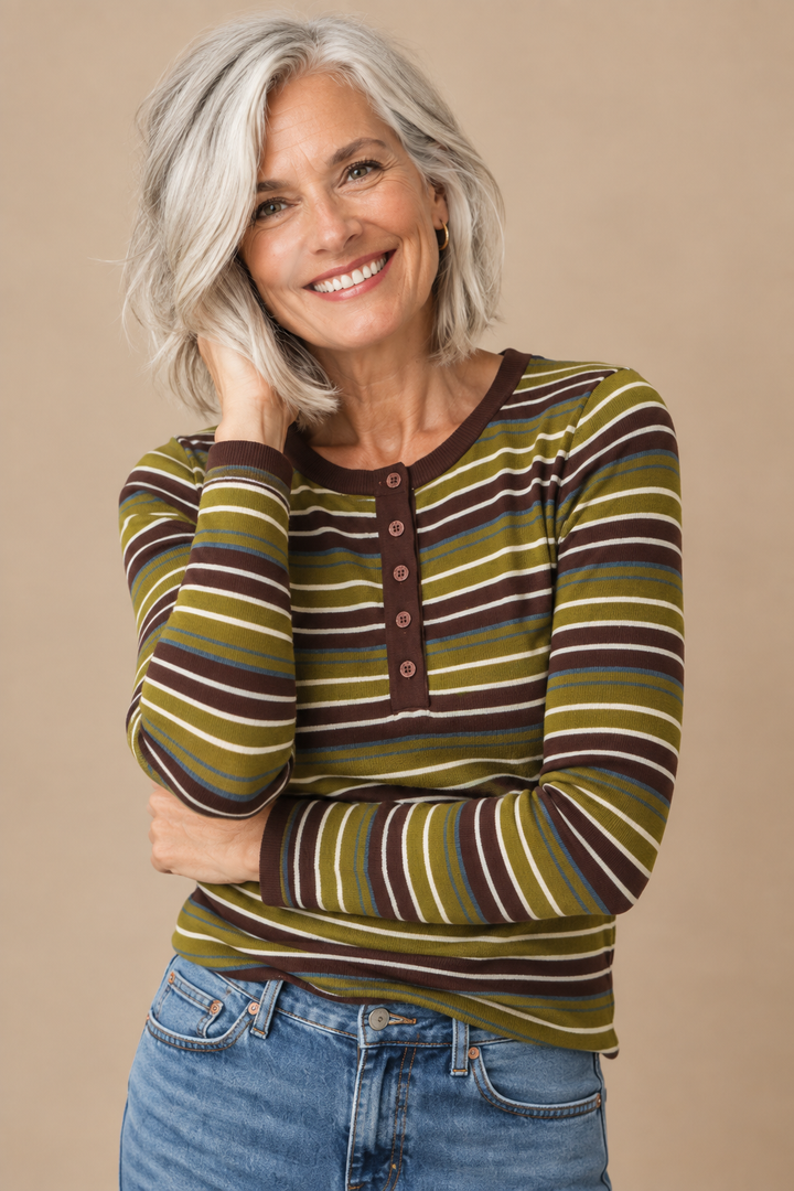 Scarlett Striped Henley Sweater