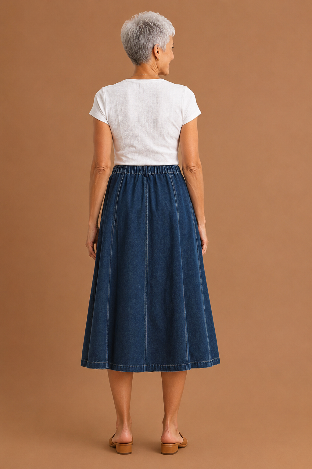 Ida Button Down Denim Midi Skirt