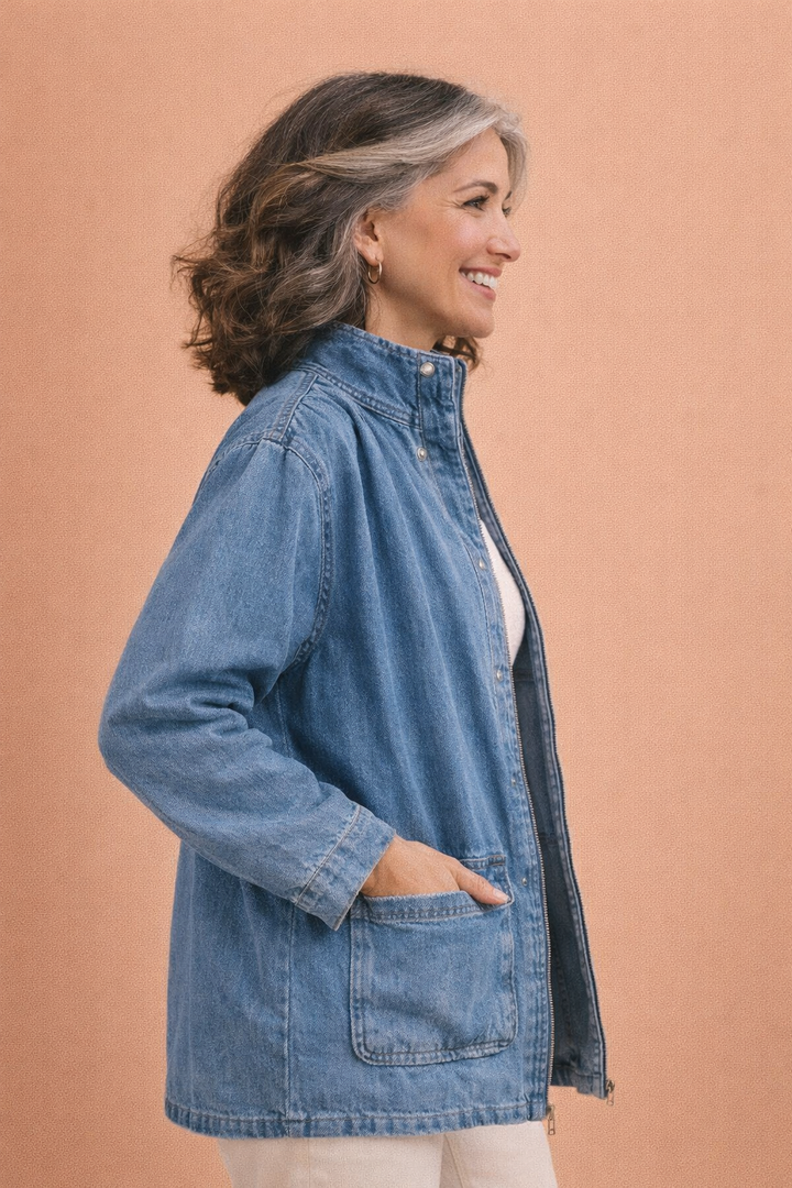 Sam Stand Collar Relaxed Denim Jacket