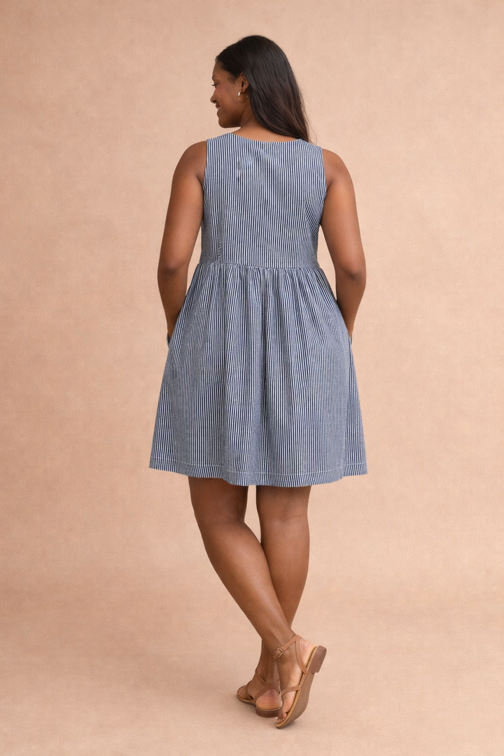 Megan Striped Bow-Knot Dress
