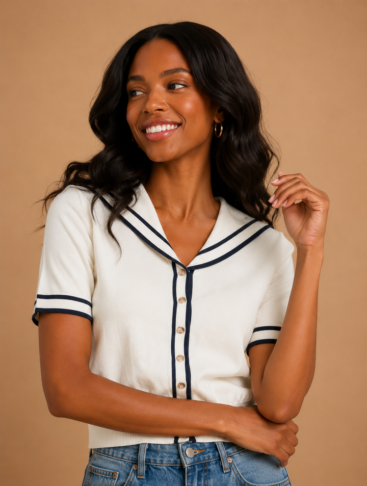 Grace Sailor Inspired Collar Sweater Top