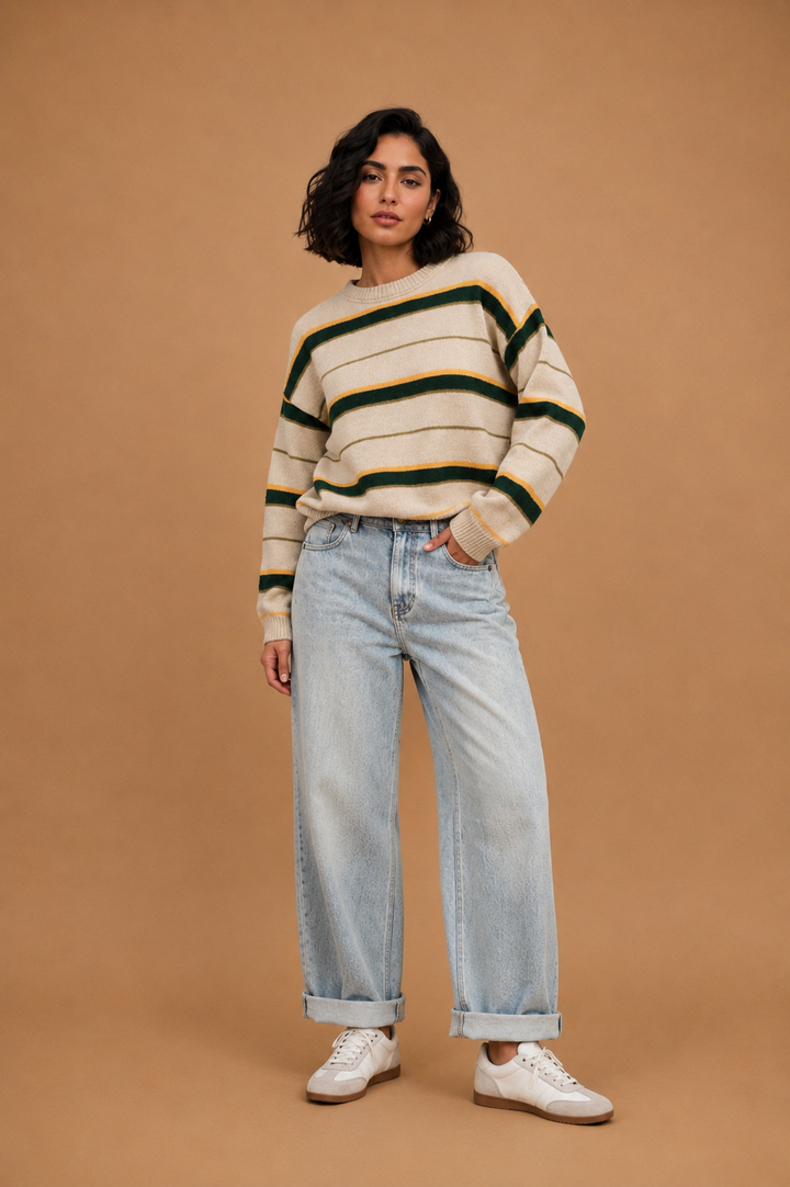 Cecilia Multi Color Contrast Detail Knit Top