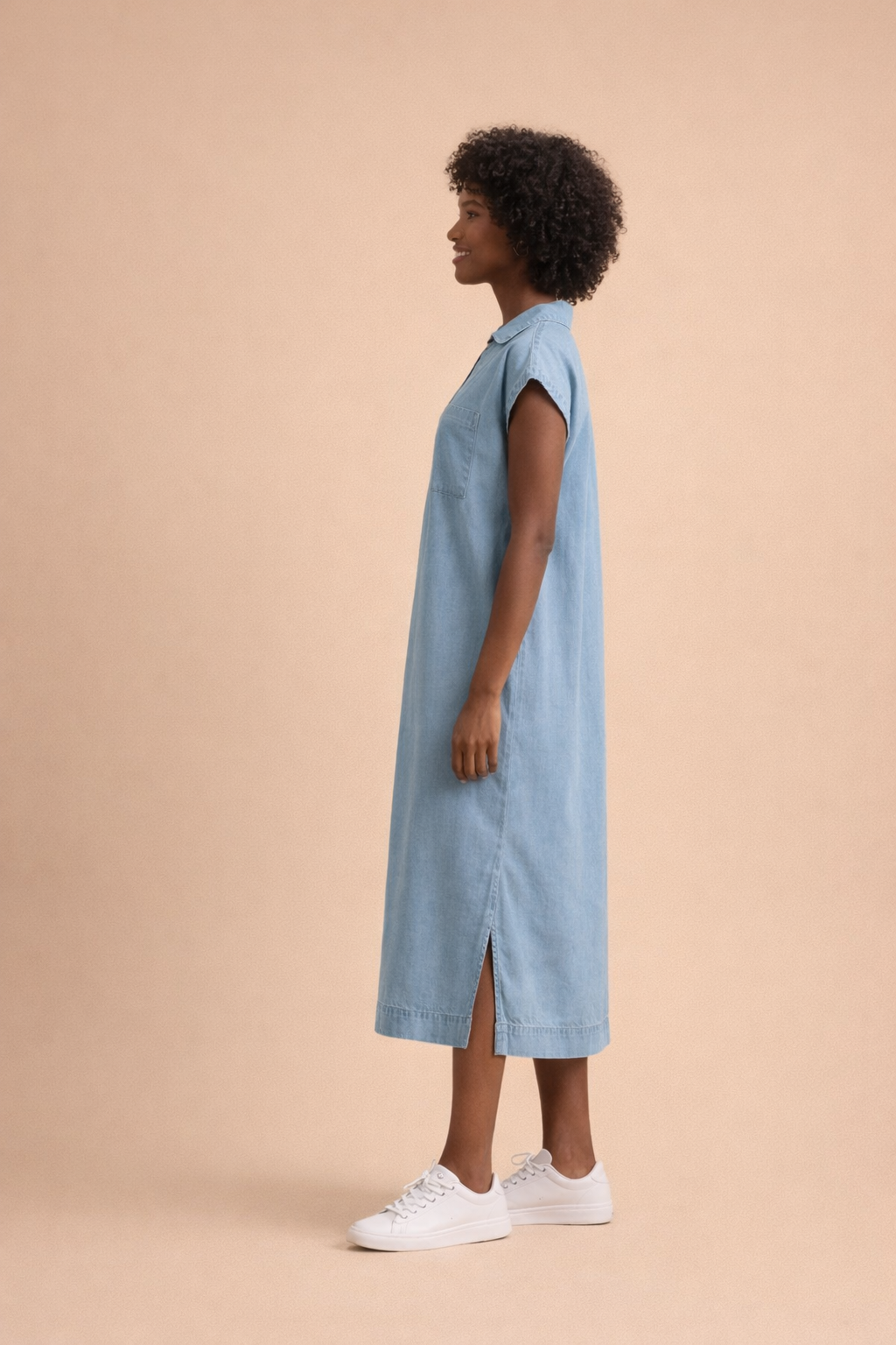 Sylvia Collared Denim Midi Dress