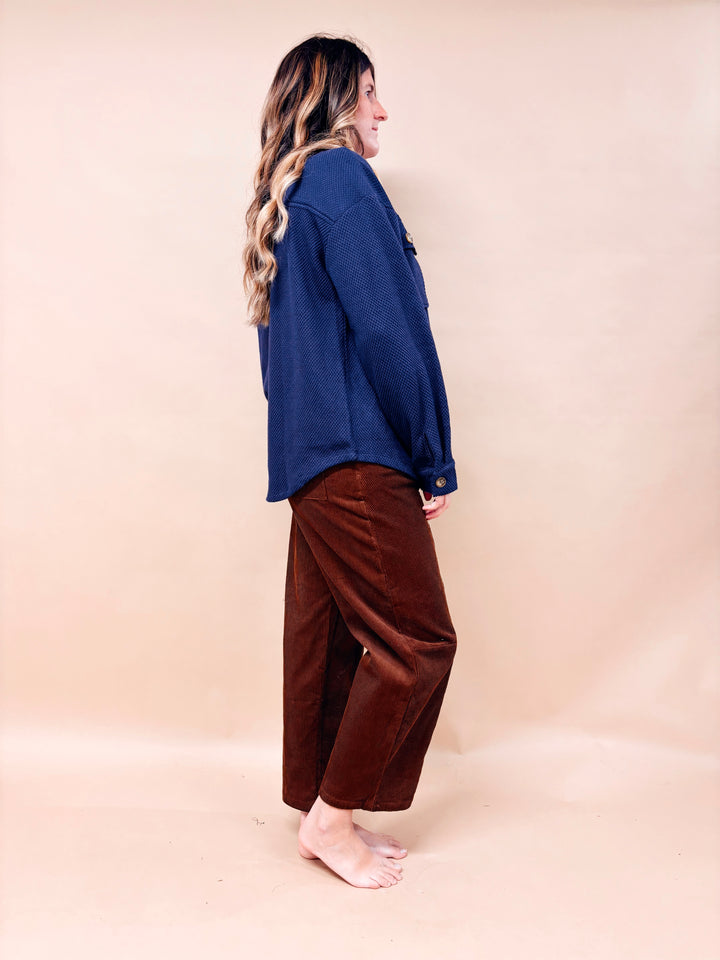 Marigold Textured Weave Button Down Shacket