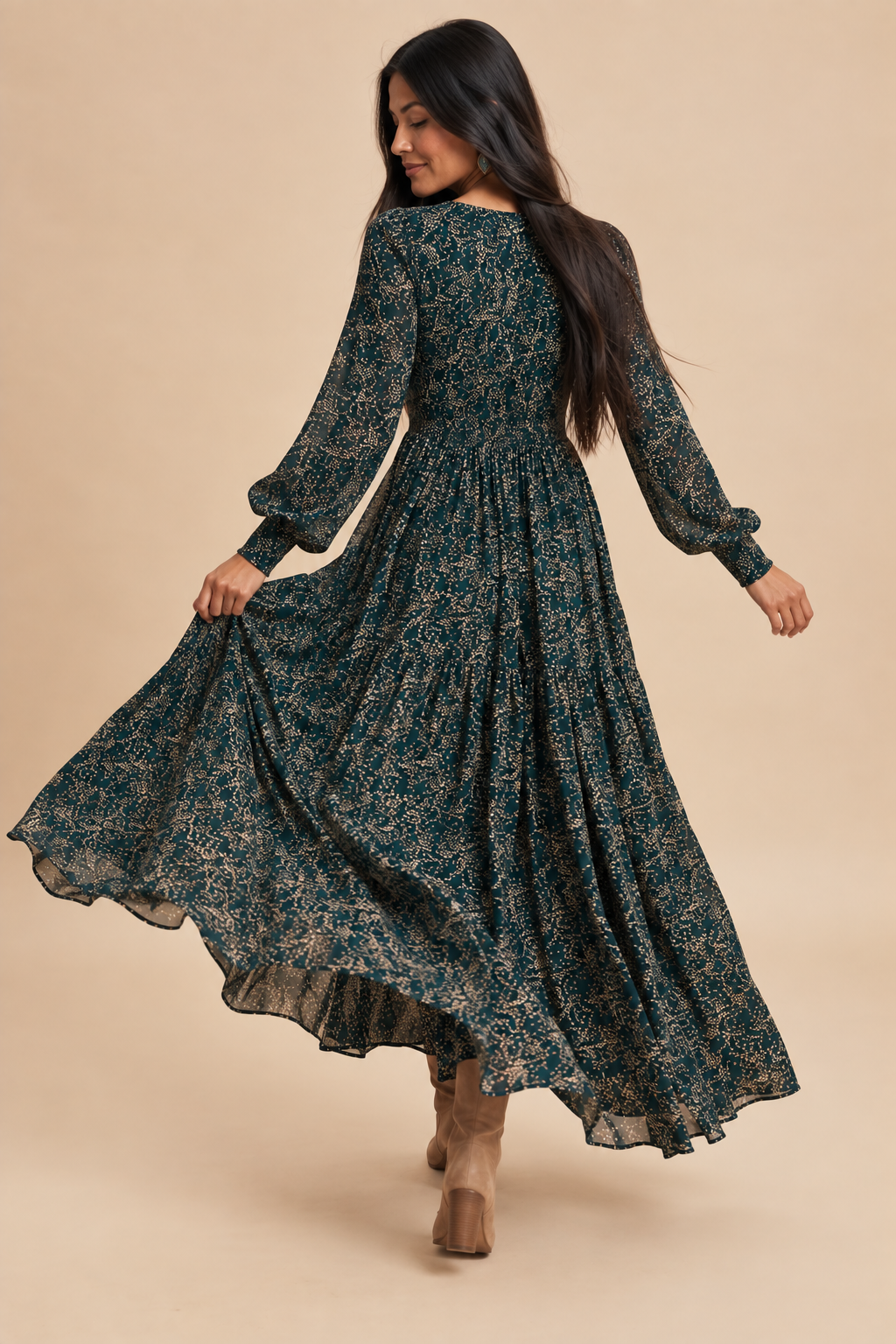 Sara Smocked Floral Maxi Dress