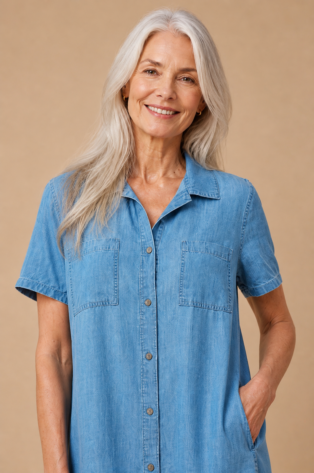 Bailee Button Down Tencel Shirt Dress