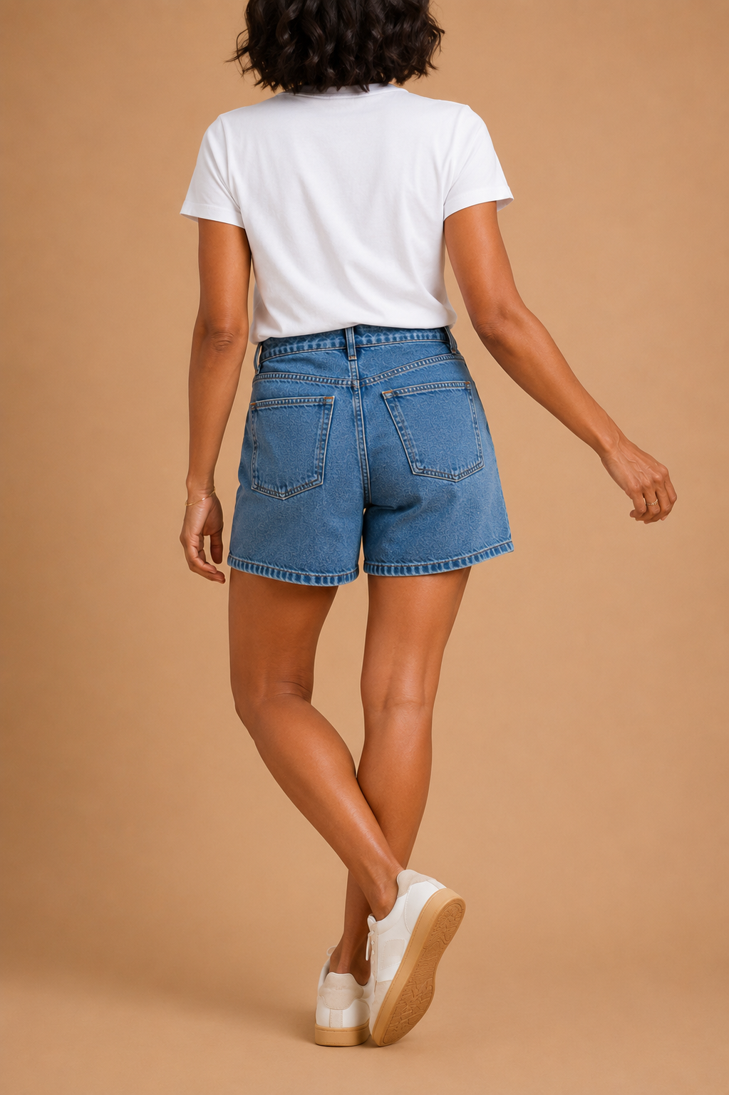Celeste Stretch Denim High Waist Bermuda Mom Shorts