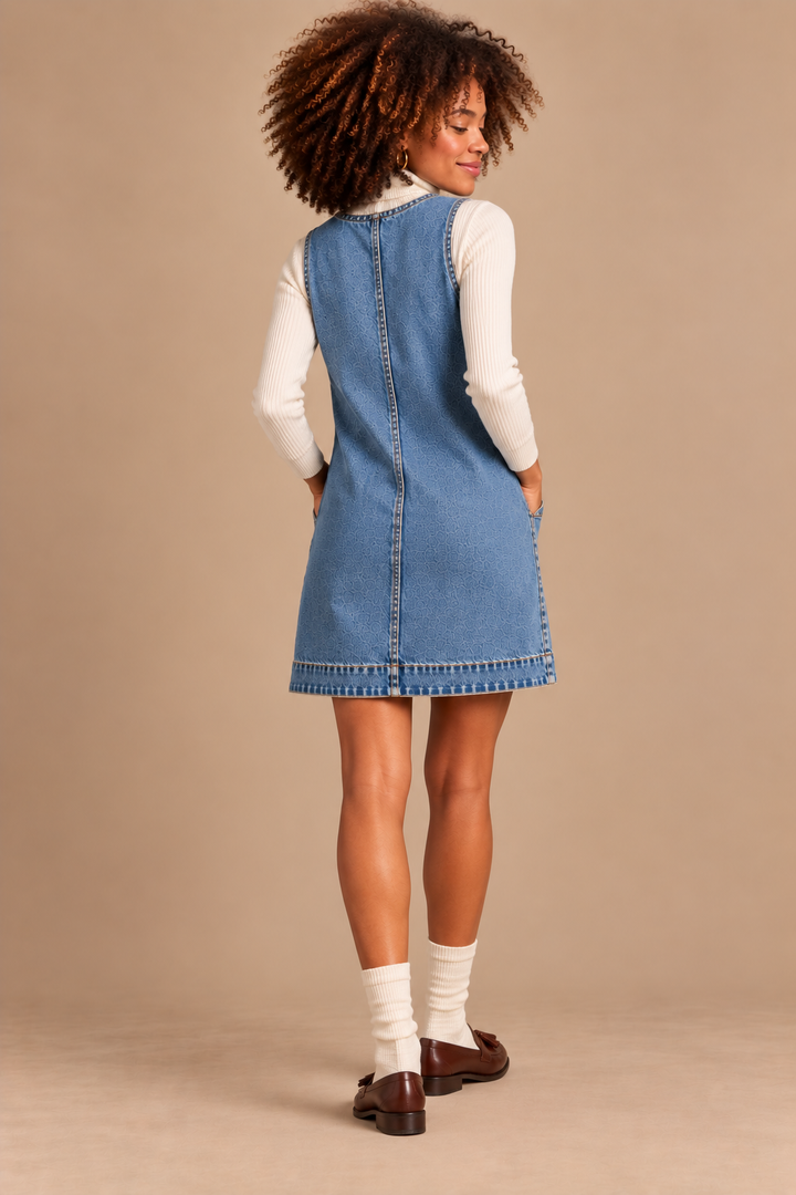 Stephanie Sleeveless Button Front Denim Mini Dress