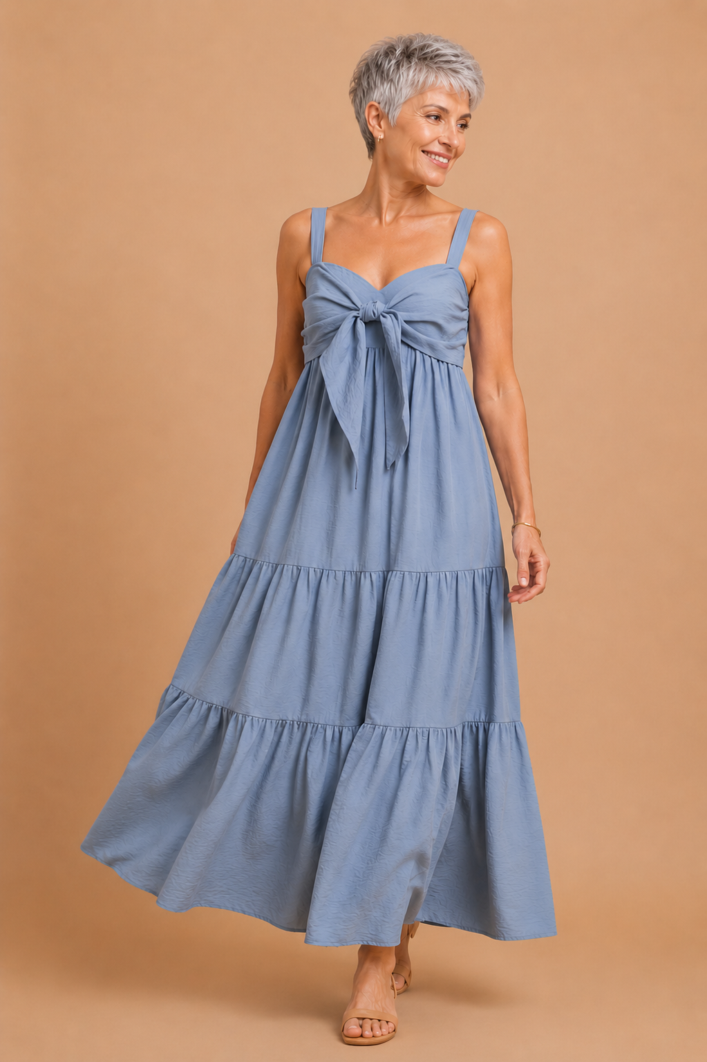 Sara Self Tie Front Maxi Dress