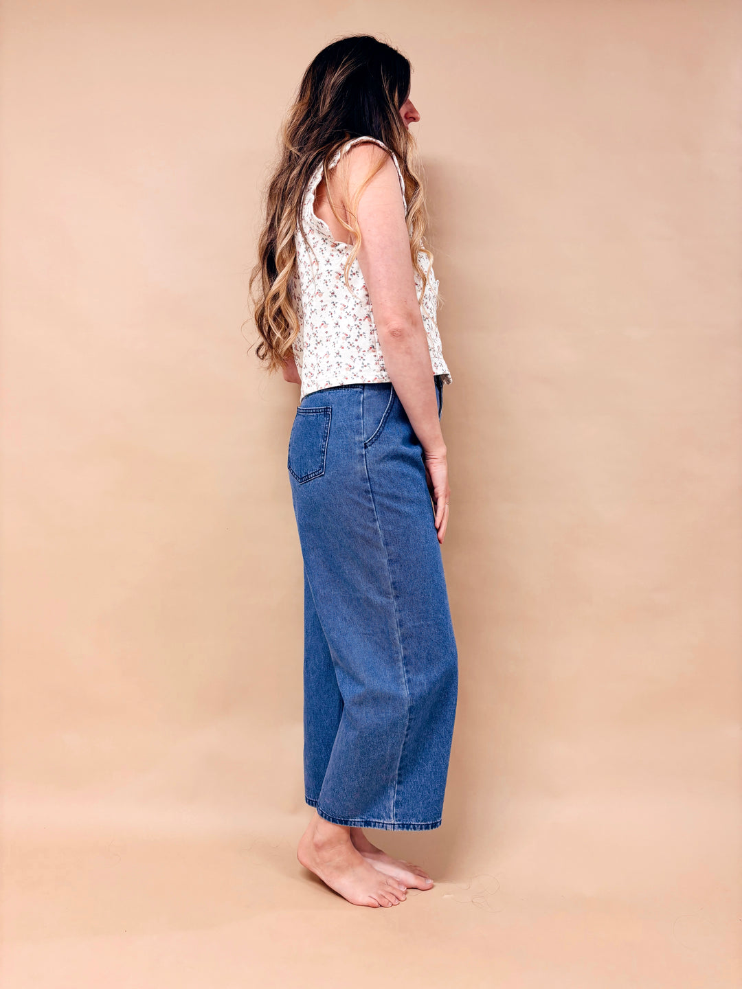 Clara Mini Pleated Denim Pants