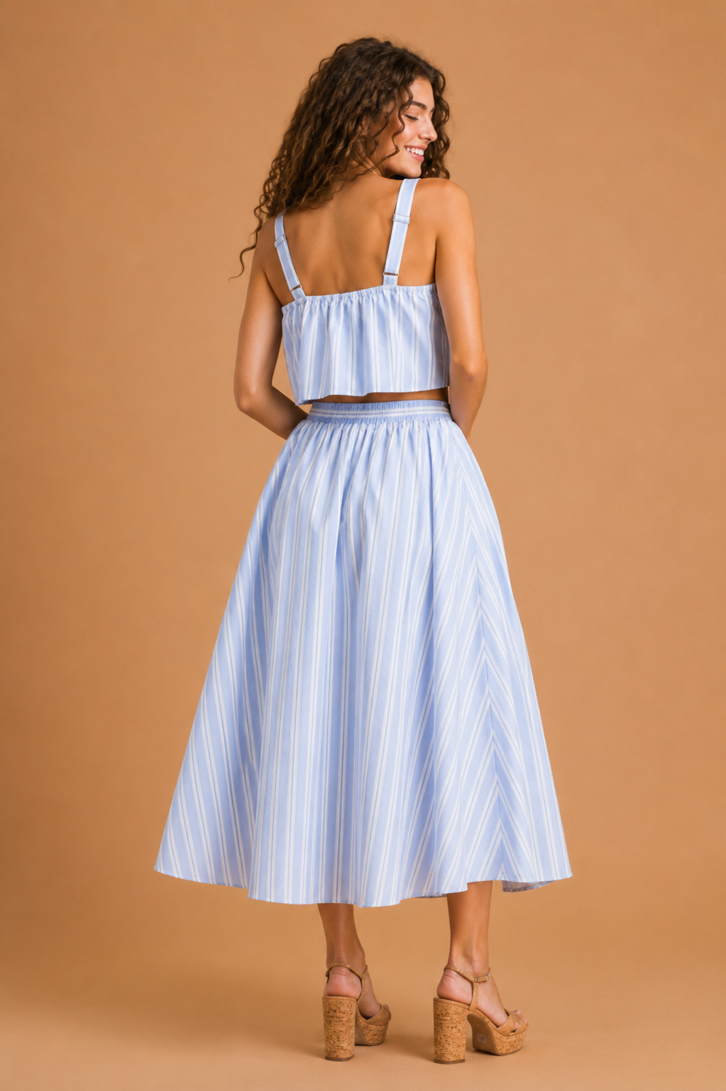Annalise Striped Sleeveless Crop Top