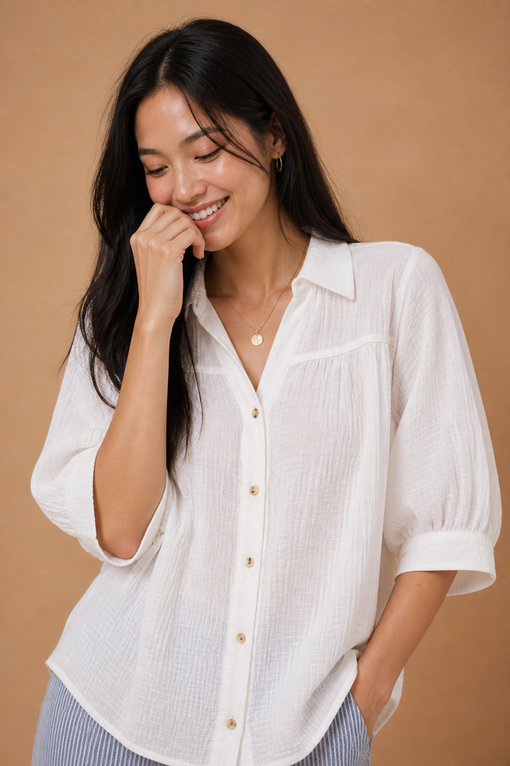 Kaia Mineral Washed Gauze Shirt