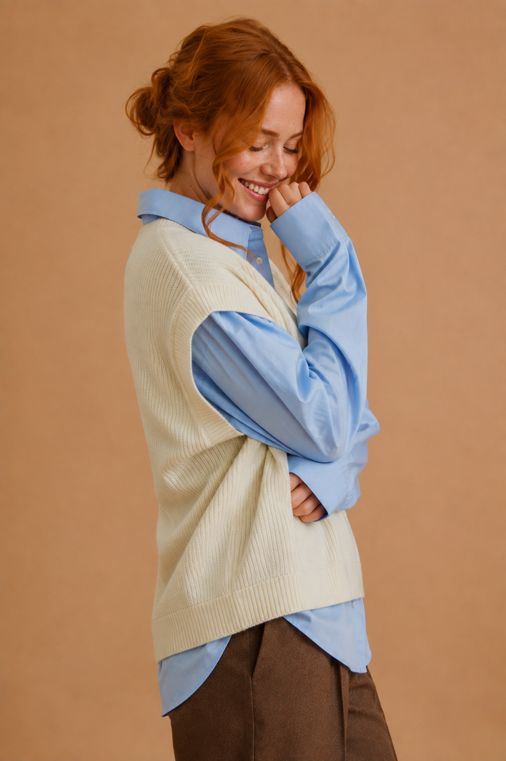 Emmeline Twofer Sweater Vest Shirt