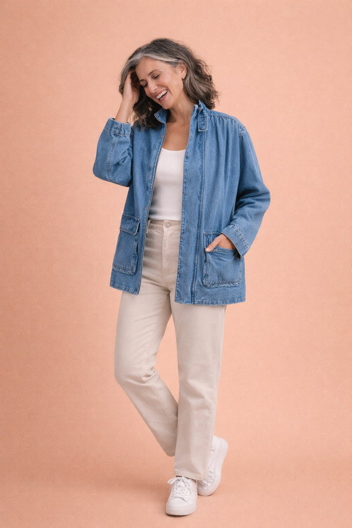 Sam Stand Collar Relaxed Denim Jacket