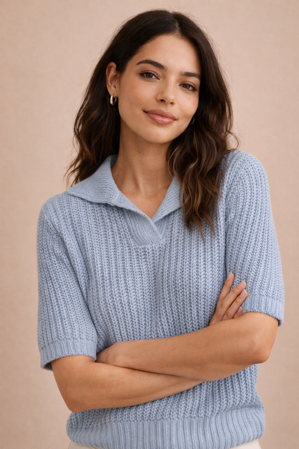 Keira Collared Short Sleeve Knit Top