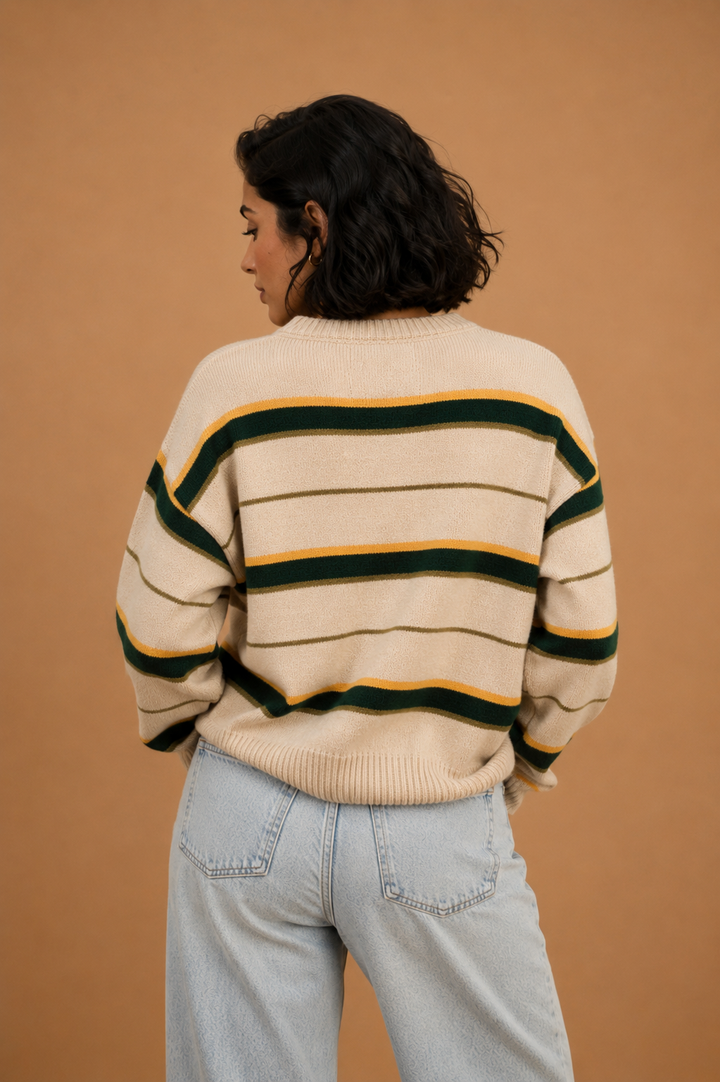 Cecilia Multi Color Contrast Detail Knit Top