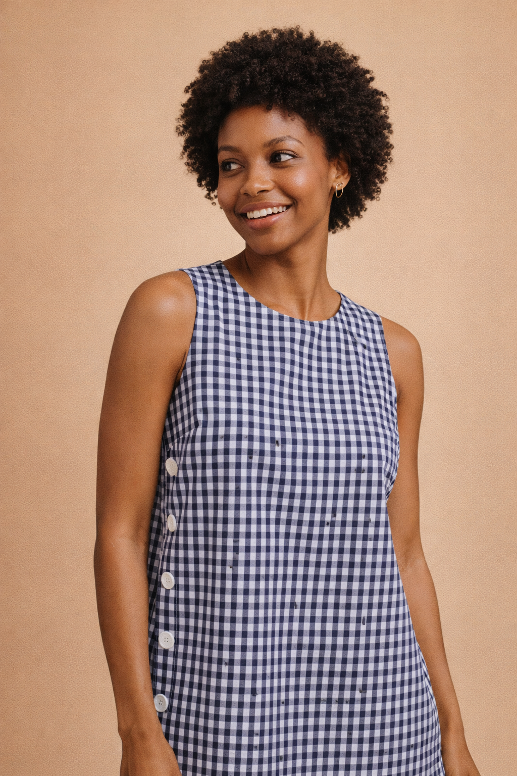 Harlow Gingham Side Button Mini Dress