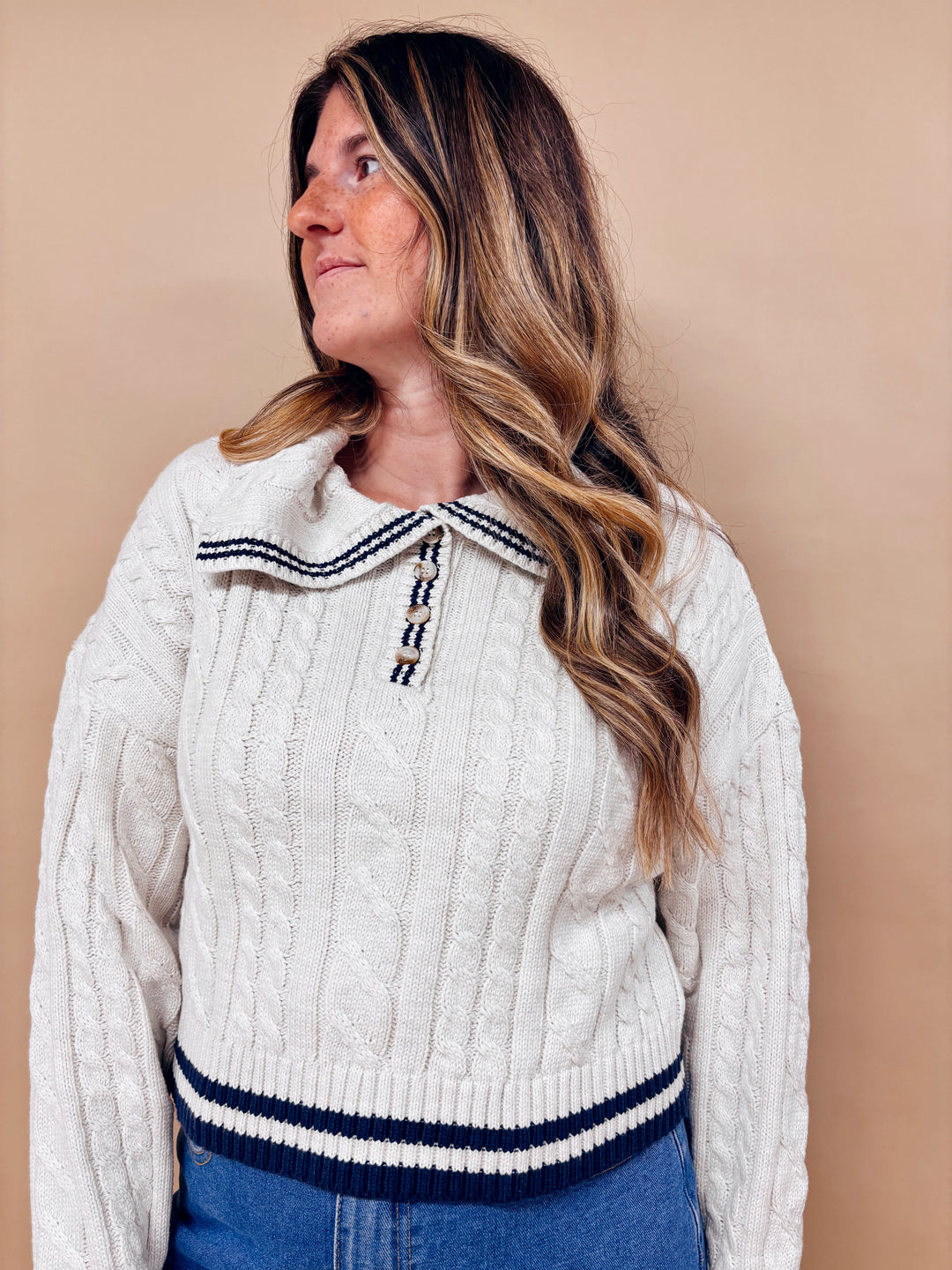 Rosie Cable Knit Collared Sweater