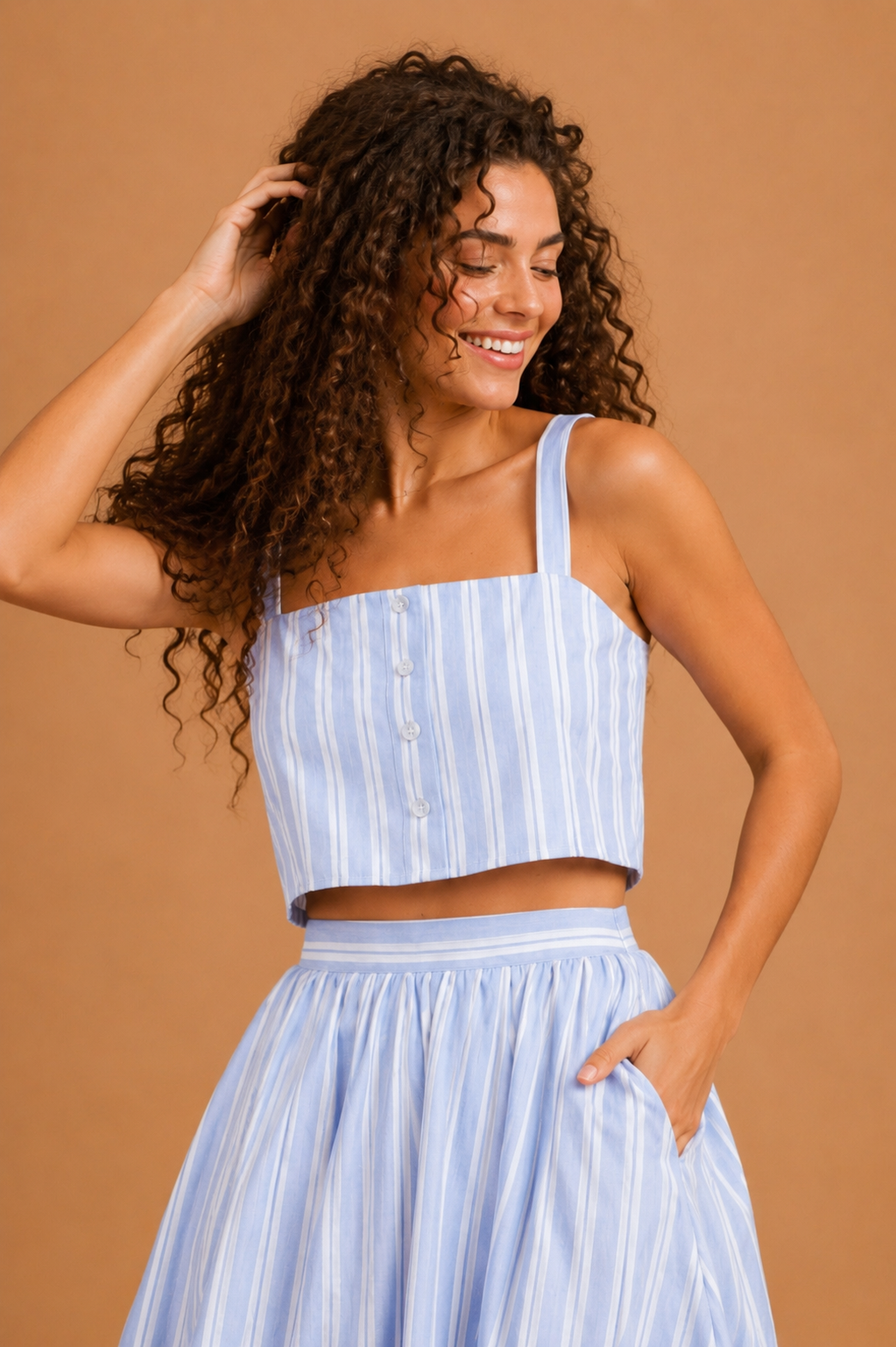Annalise Striped Sleeveless Crop Top